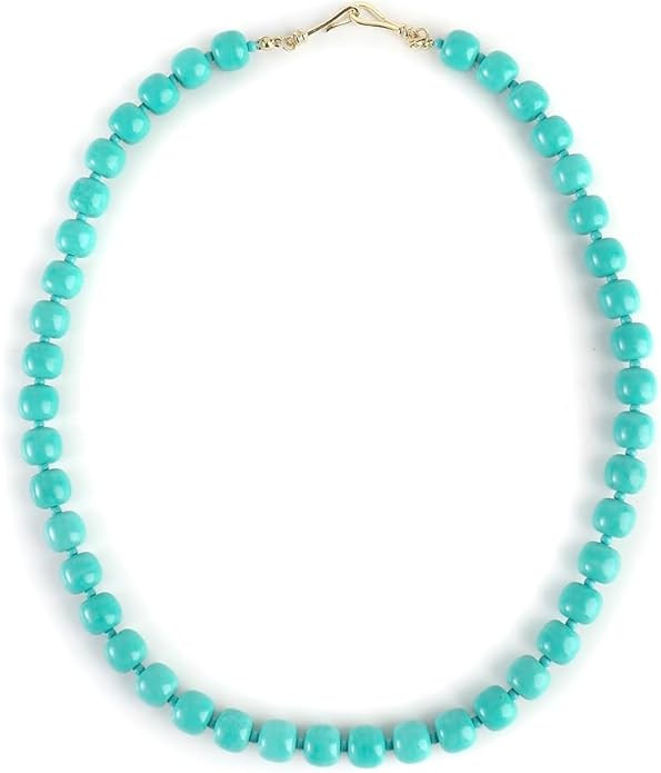 XZE Turquoise Magnesite Bead Strand Necklace for Women,Semi Diamond Choker Necklace for Women, To... | Amazon (US)