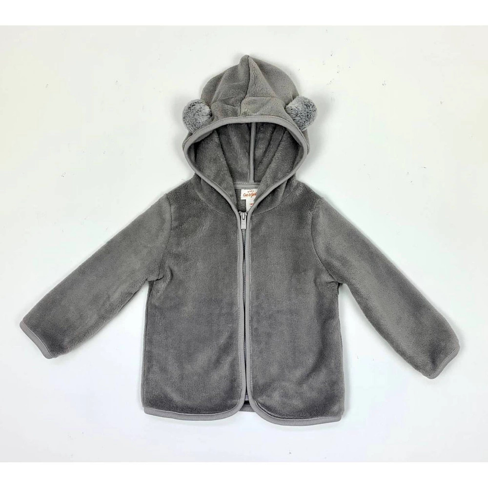Baby Bear Fleece Zip-Up Hoodie Jacket - Cat & Jack Gray Newborn | Target