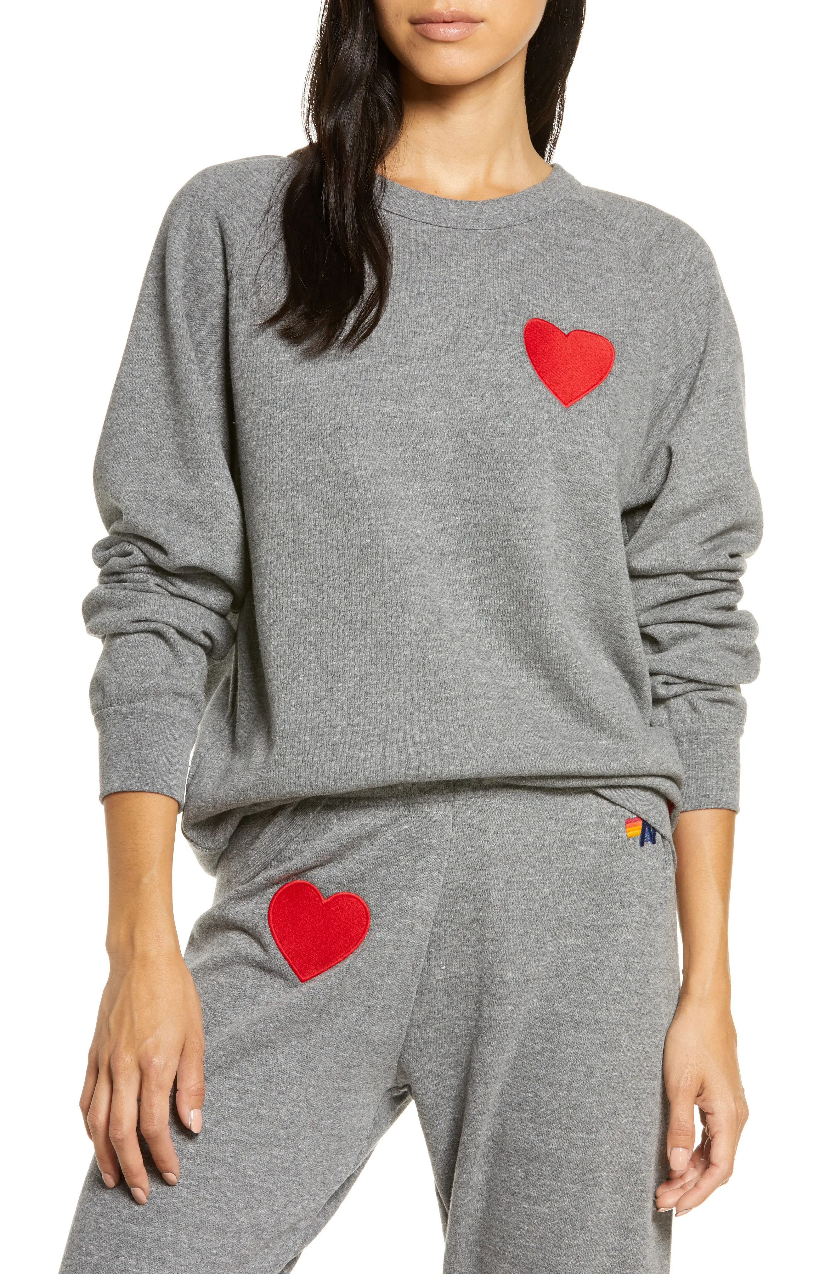 Aviator Nation Heart Sweatshirt in Heather Grey at Nordstrom, Size Medium | Nordstrom