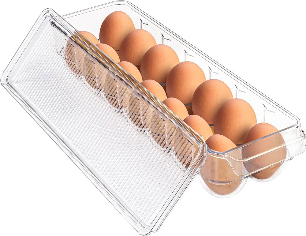 Utopia Home Egg Container For Refrigerator - 14 Egg Holder With Lid & Handle, Egg Storage & Tray ... | Amazon (US)