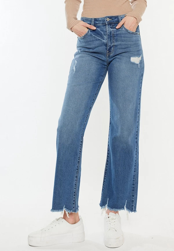 KanCan™ Ripped High Rise Slim Wide Leg Jean | Maurices