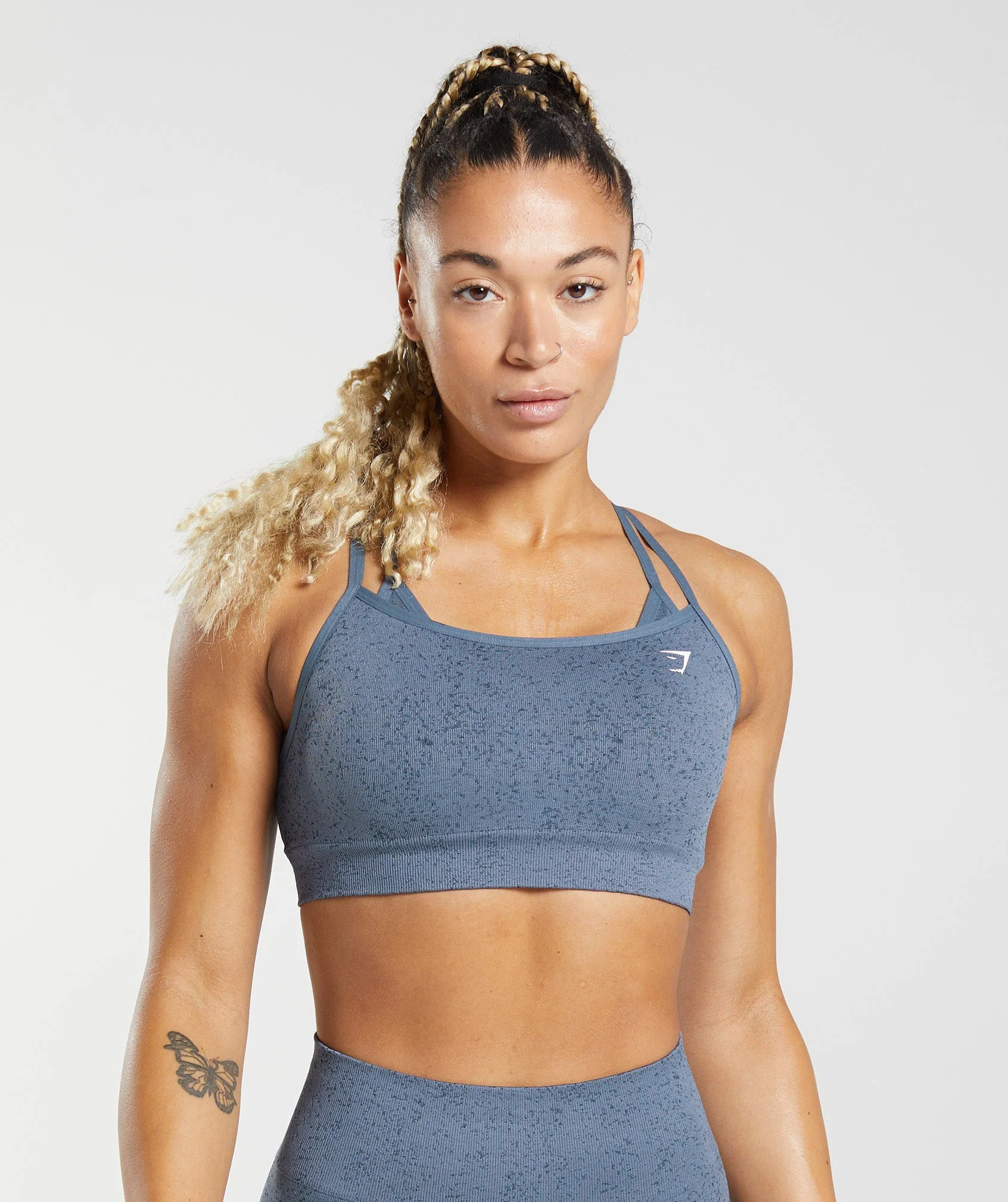 Gymshark Adapt Fleck Seamless Sports Bra - Evening Blue | Gymshark (Global)