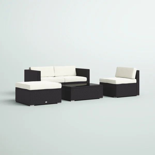 Hazen Outsunny 5-Piece Outdoor Sectional Furniture, Patio Sofa Set, 3-Seat PE Wicker Couch, Cream... | Wayfair Professional