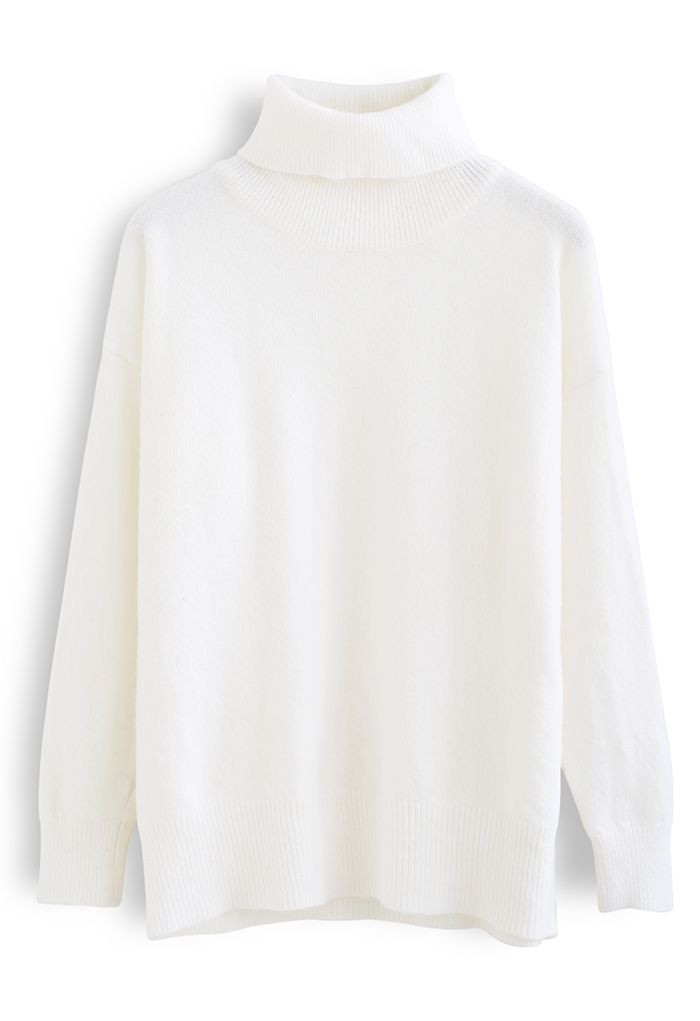 Ordentlich weicher Rollkragenpullover in Weiß | Chicwish