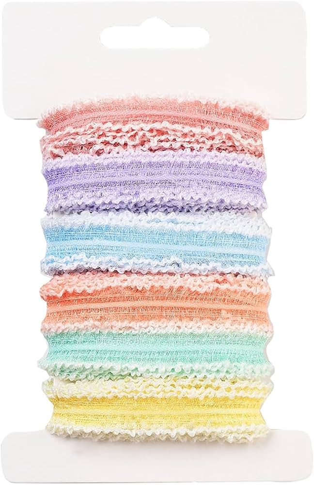 18 Yards 6 Colors Pastel Rainbow Ribbon Colored Pleated Ruffle Lace Trim Polyester Colorful Wavy ... | Amazon (US)