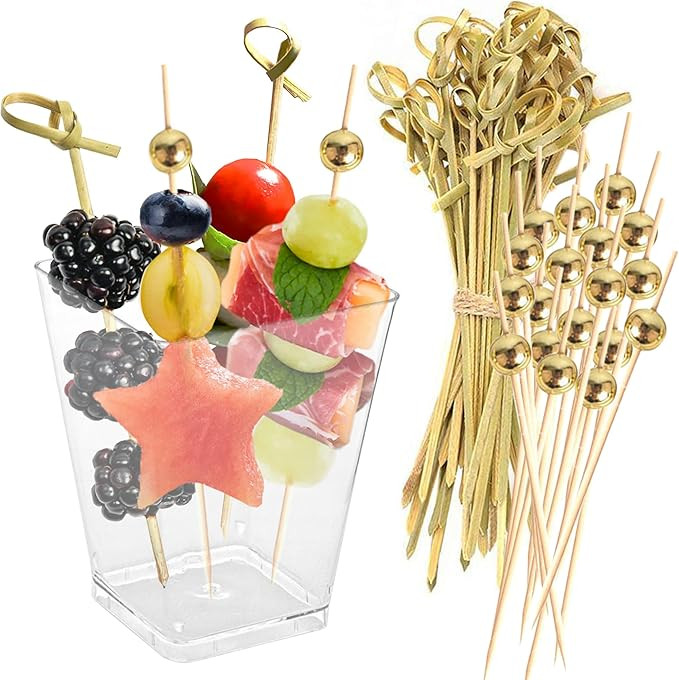 CUSINIUM [50 Cups + 200 Picks 5oz Plastic Charcuterie with Cocktail (2 Types) - Disposable Clear ... | Amazon (US)