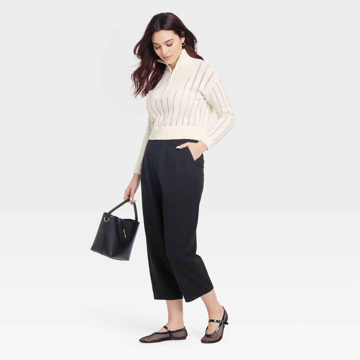 Women's Mock Turtleneck Quarter Zip Pullover Sweater - A New Day™ | Target