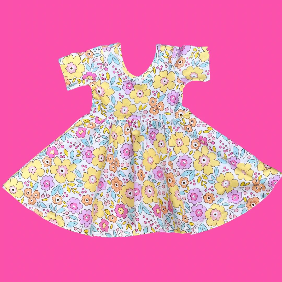 Yellow Floral Twirl Dress | Poppy Kids Co