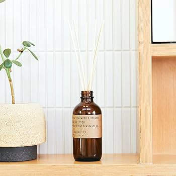 P.F. Candle Co. Teakwood & Tobacco Classic Scented Rattan Reed Diffuser (3.5 fl oz) Amber Glass J... | Amazon (US)