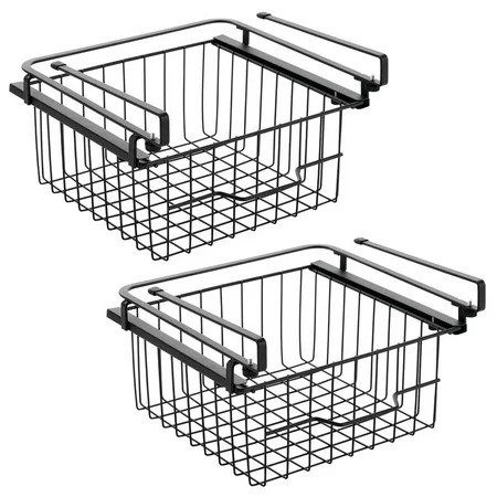 mDesign Compact Hanging Pullout Drawer Basket - Sliding Under Shelf Storage Organizer - Metal Wire - | Walmart (US)