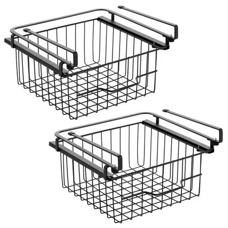 mDesign Compact Hanging Pullout Drawer Basket - Sliding Under Shelf Storage Organizer - Metal Wire - | Walmart (US)