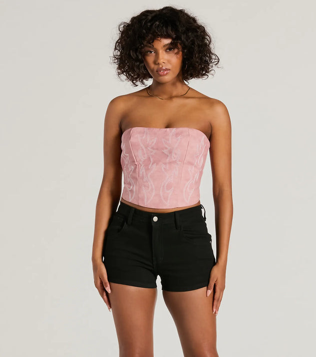 Cute Country Look Western Faux Leather Corset Top | Windsor Stores