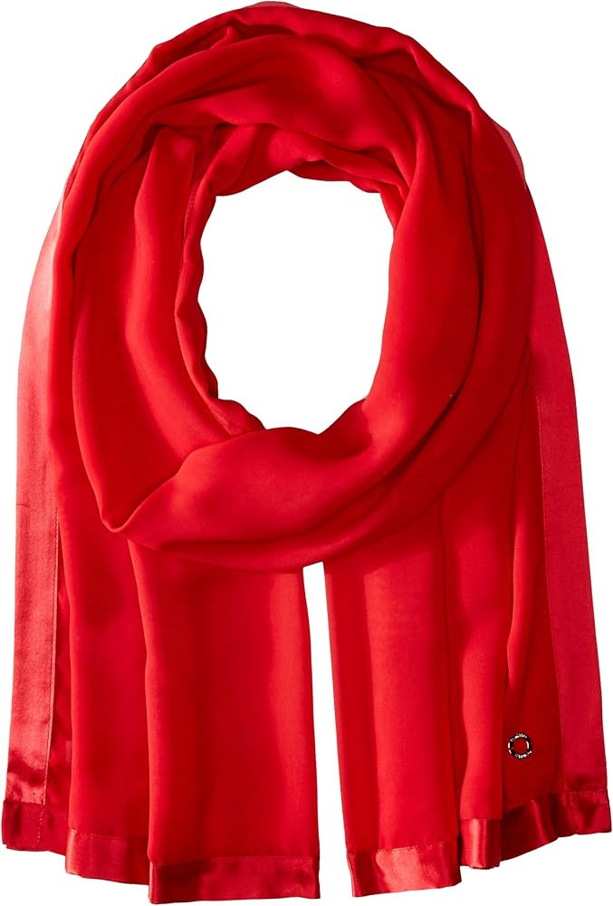 Calvin Klein womens Satin Border Chiffon Scarf | Amazon (US)