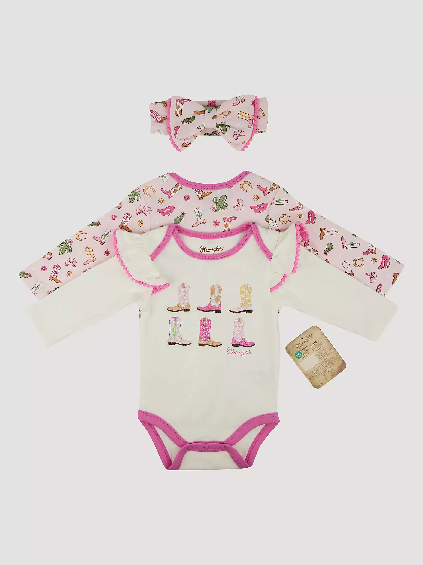 Wrangler Baby Girl Bodysuits & Bow Set | Wrangler