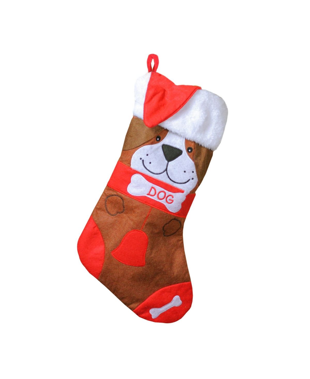 Northlight 17" Red and Brown Embroidered "Dog" Christmas Stocking with White Cuff | Macys (US)