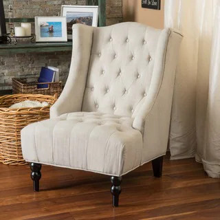 Toddman Fabric High Back Club Chair by Christopher Knight Home (Light Beige) | Bed Bath & Beyond