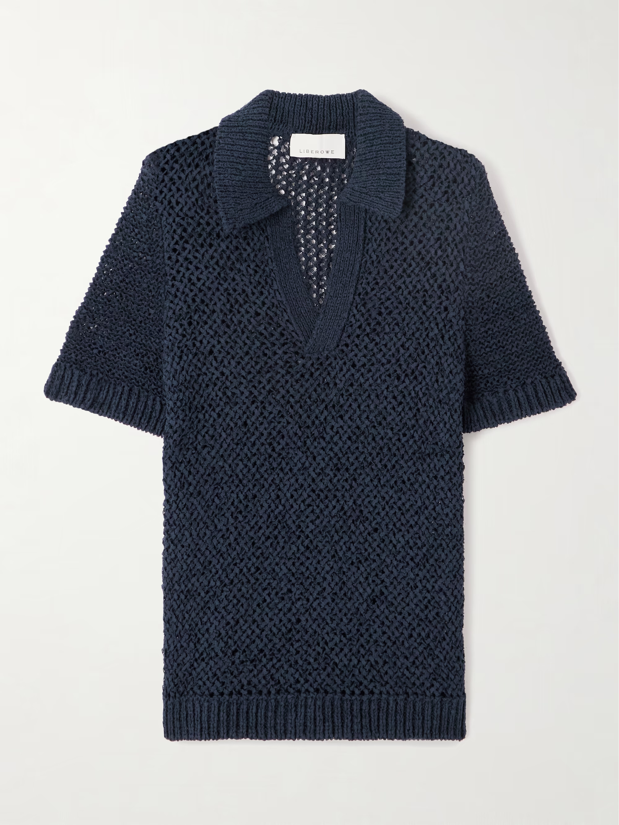 Open-knit organic cotton-blend polo shirt | NET-A-PORTER (UK & EU)