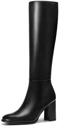 Lumeheel Women Knee High Boots Round Toe Chunky Heel Boots Gogo Boots with Side Zip Fashion Tall ... | Amazon (US)