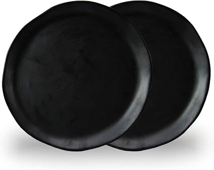 10.5-Inch Matte Black Ceramic Dinner Plates, Set of 2 – Modern Stoneware Plates for Everyday & ... | Amazon (US)