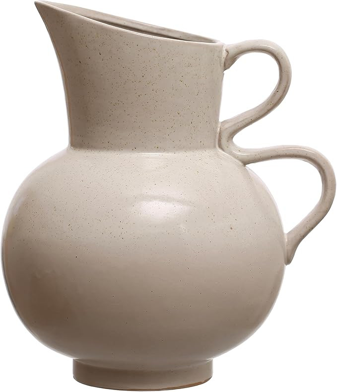 Bloomingville 9 Inches 88-Ounce Stoneware Reactive Glaze, White Pitcher | Amazon (US)