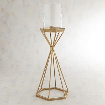 Large Modern Golden Metal Pillar Candle Holder | Pier 1 Imports