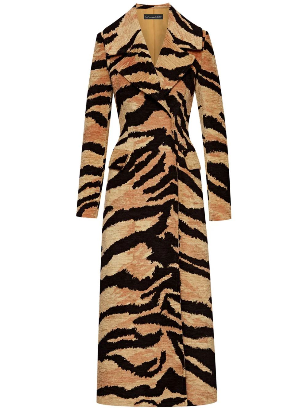 Oscar De La Renta Tiger-jacquard Chenille Coat - Farfetch | Farfetch Global