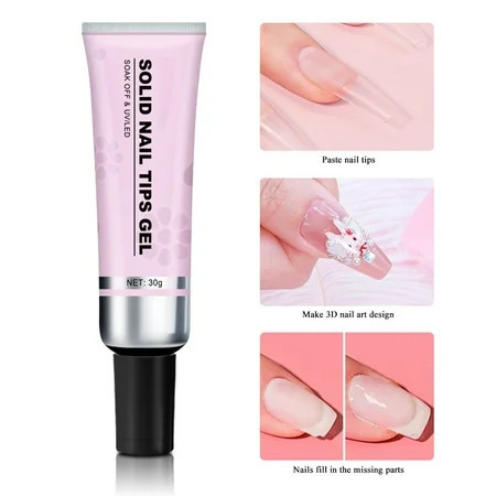 Solid Nail Gel For Press On Nails 30g Soft Acrylic Nails Glue UV Cured Fake Nails Gel Nail Tips For Lasting Salon Manicure Glue Adhesive 30ml | Walmart (US)