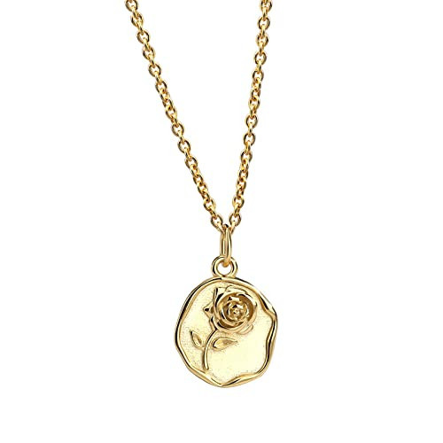 Lit Wall Rose Necklace for Women 18K Gold Plated Dainty Rose Pendant Necklace Gold Necklace for Women Gift for Her | Amazon (US)
