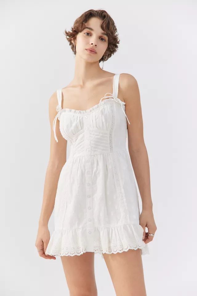 UO Gretchen Lace Trim Mini Dress | Urban Outfitters (US and RoW)