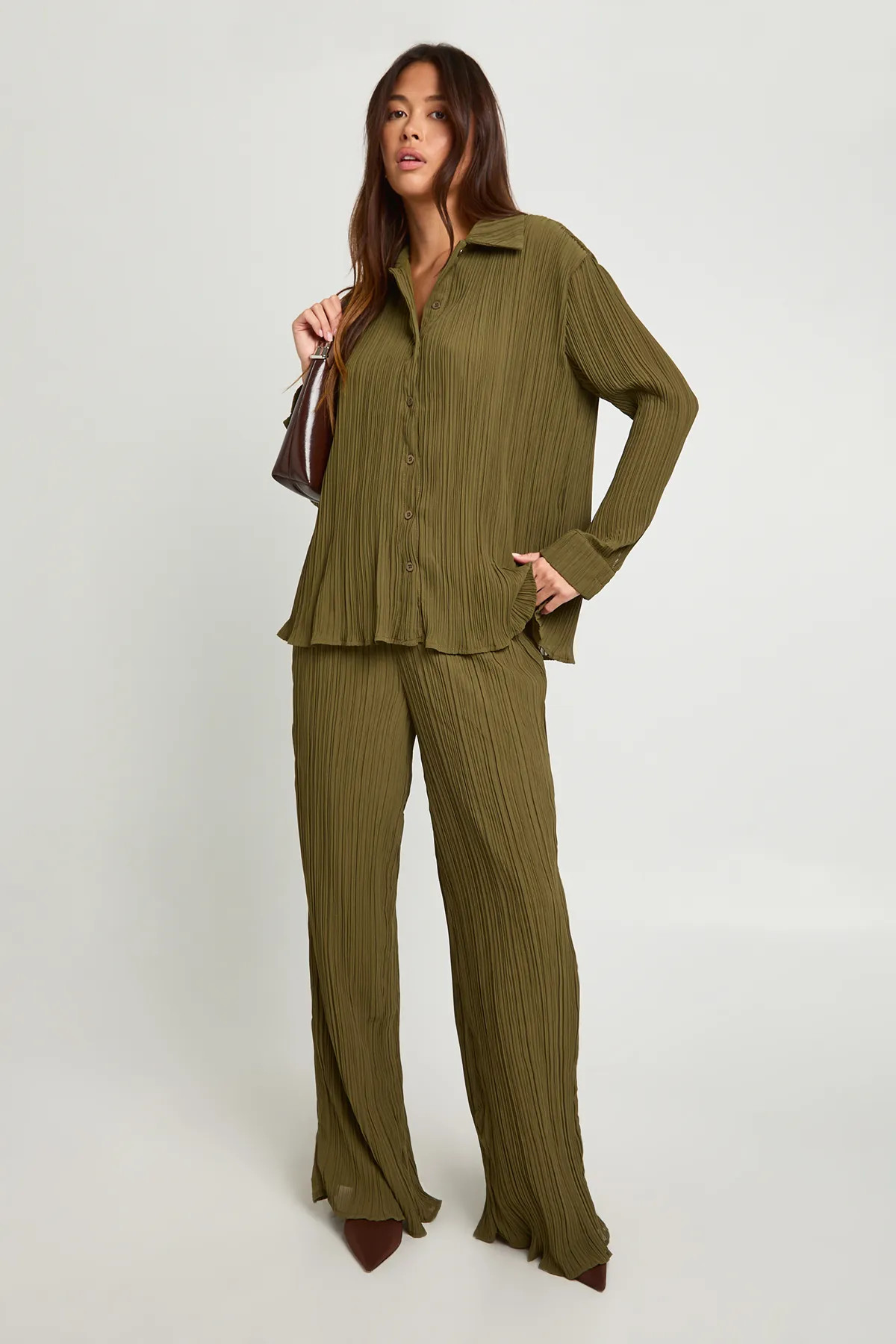 Plisse Wide Leg Trousers | boohoo (US & Canada)