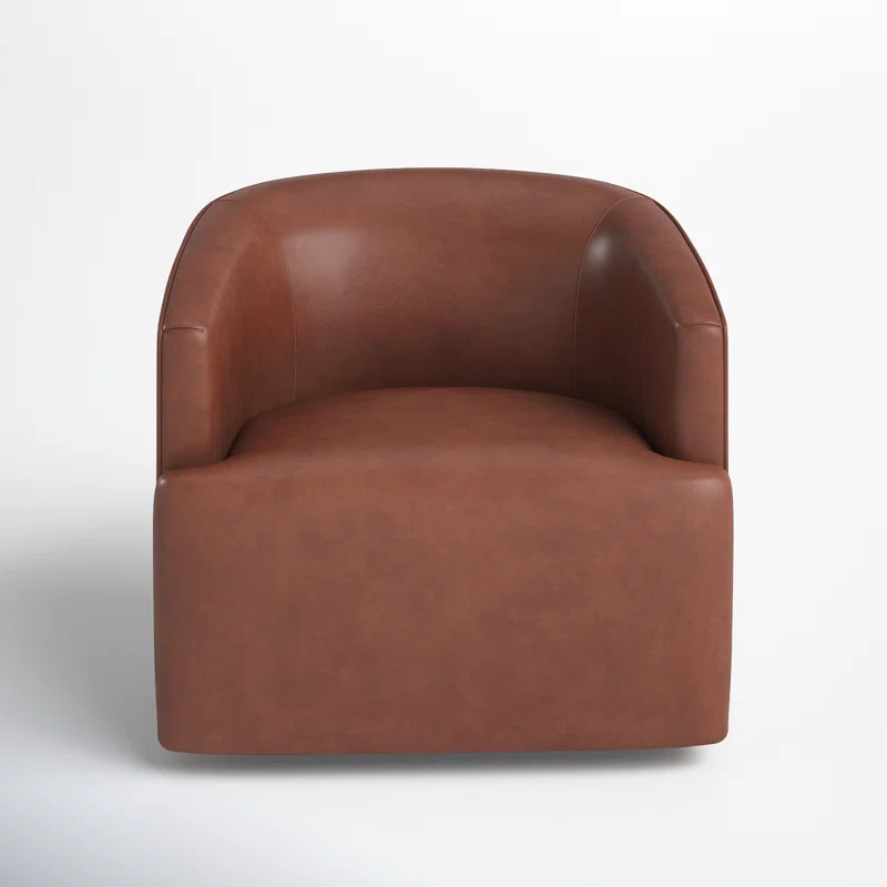 Winslow Leather Swivel Barrel Chair | Wayfair North America