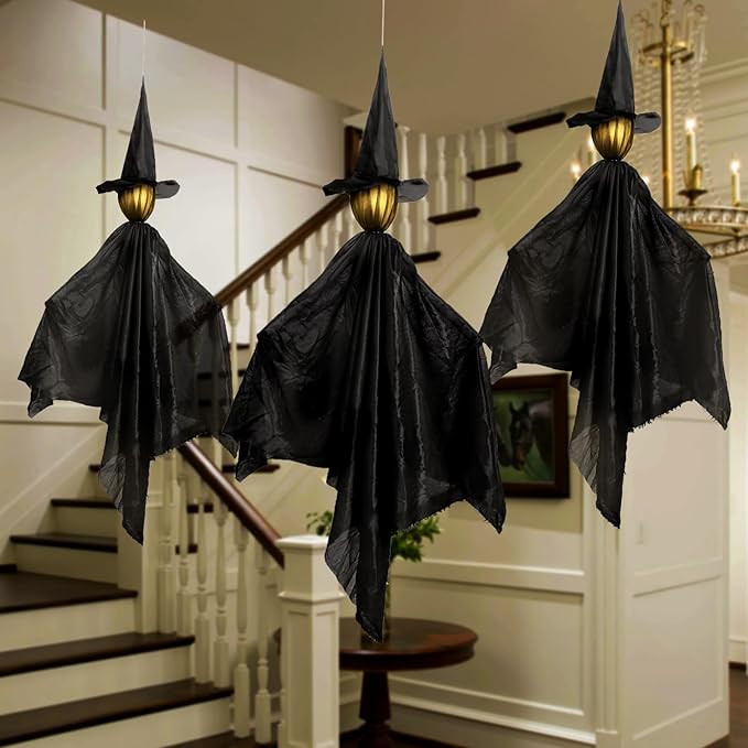 Halloween Decorations Outdoor 3PCS Hanging Witch Decor, Spooky Halloween Hanging Light up Witch f... | Amazon (US)