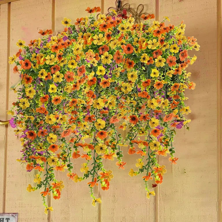 VVYXX 2 Pcs Artificial Hanging Flowers Outdoor Summer Fall Decor UV Resistant Fake Flower Plant O... | Walmart (US)