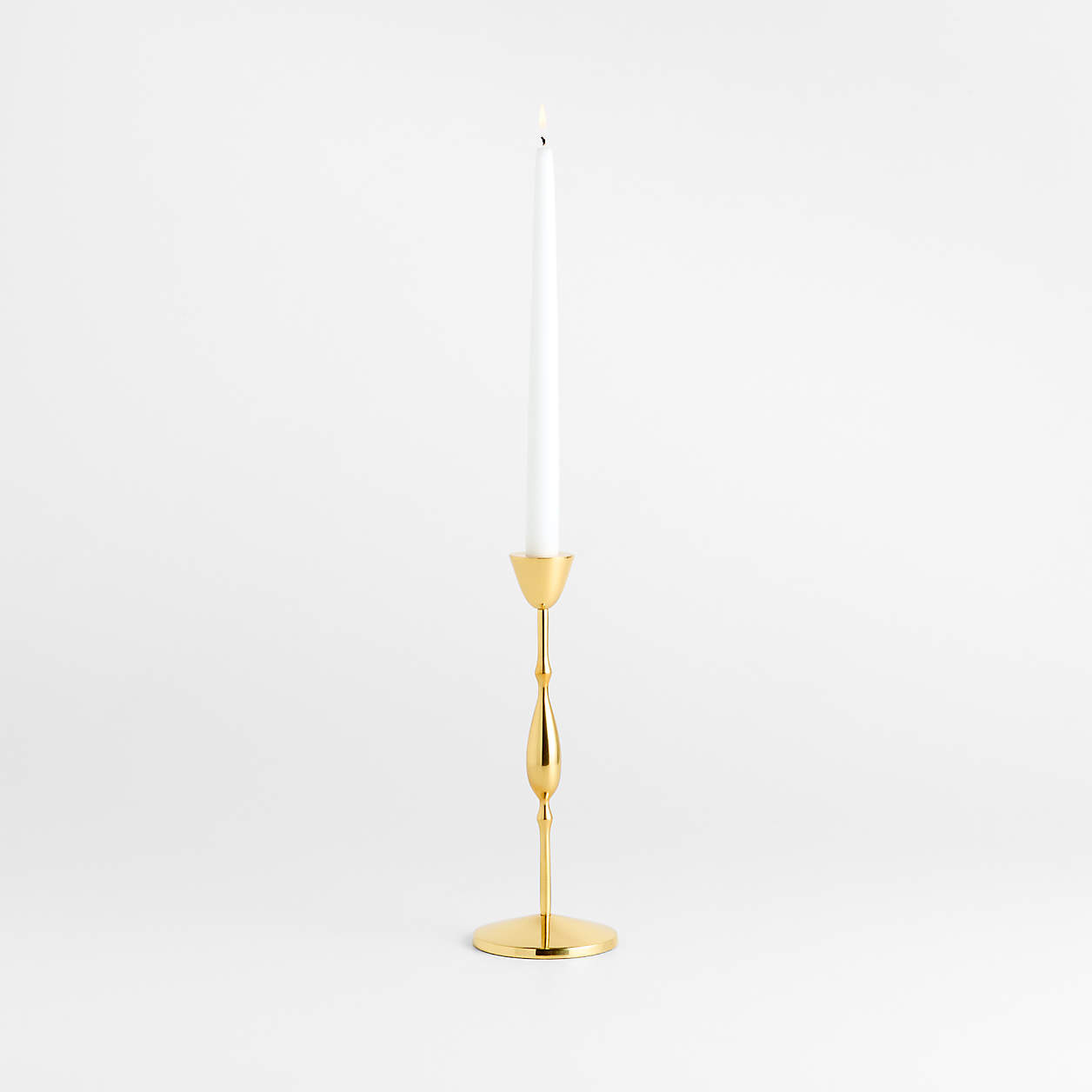 Beaded Small Polished Brass Finish Metal Taper Holder 10.5" + Reviews | Crate & Barrel | Crate & Barrel