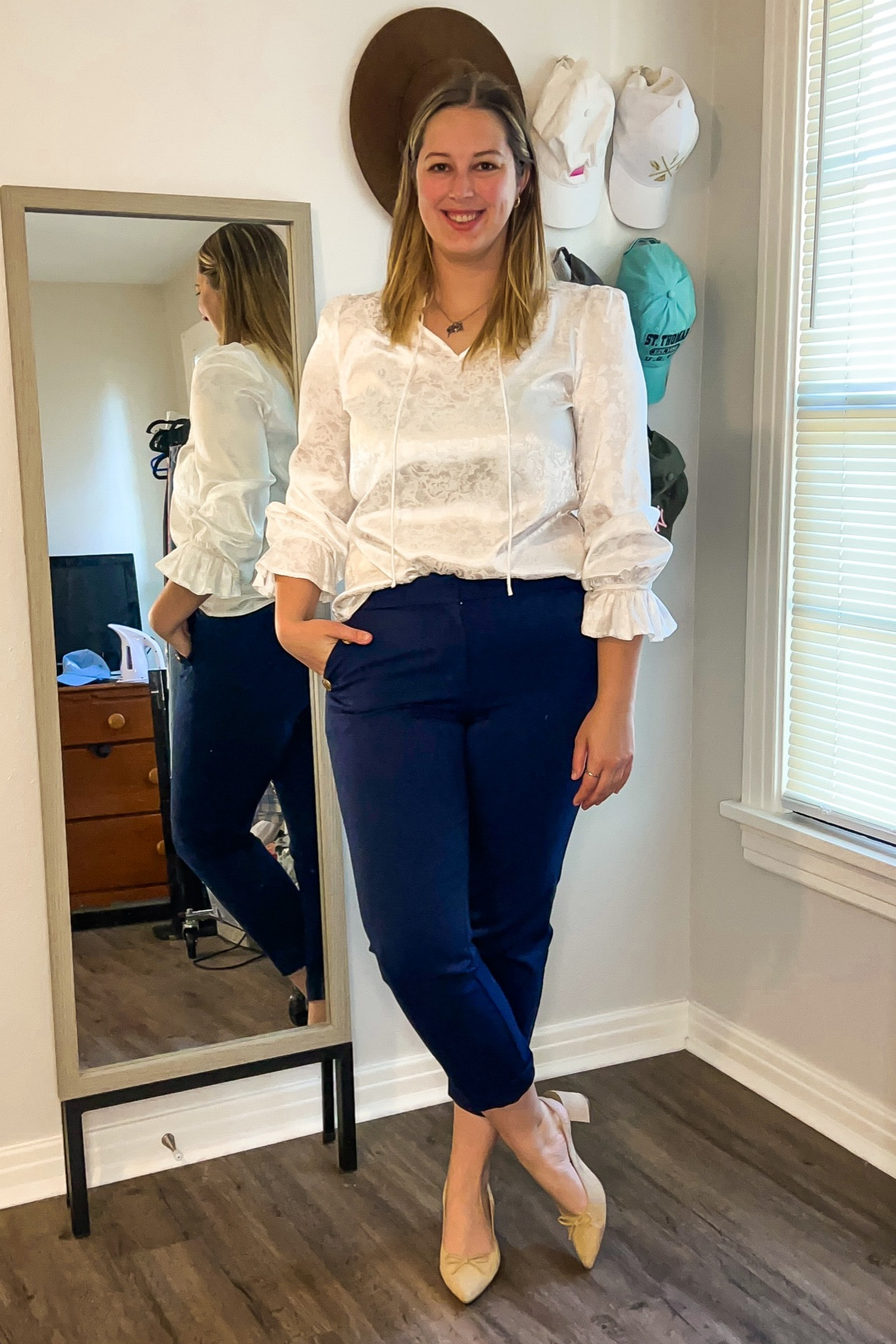 6.6.24 OOTD - amazon white satin blouse with ballon sleeves (size large), loft sailor Sutton pants (size 10 - only available in white currently), j crew factory beige slingback heels (size 9)

Midsize, midsize outfit, size 10 outfit, size 12 style, work outfit, office style, amazon finds, affordable finds, coastal style, preppy style, classic style, summer style, ootd, Outfit inspo 

#LTKSeasonal #LTKWorkwear #LTKMidsize