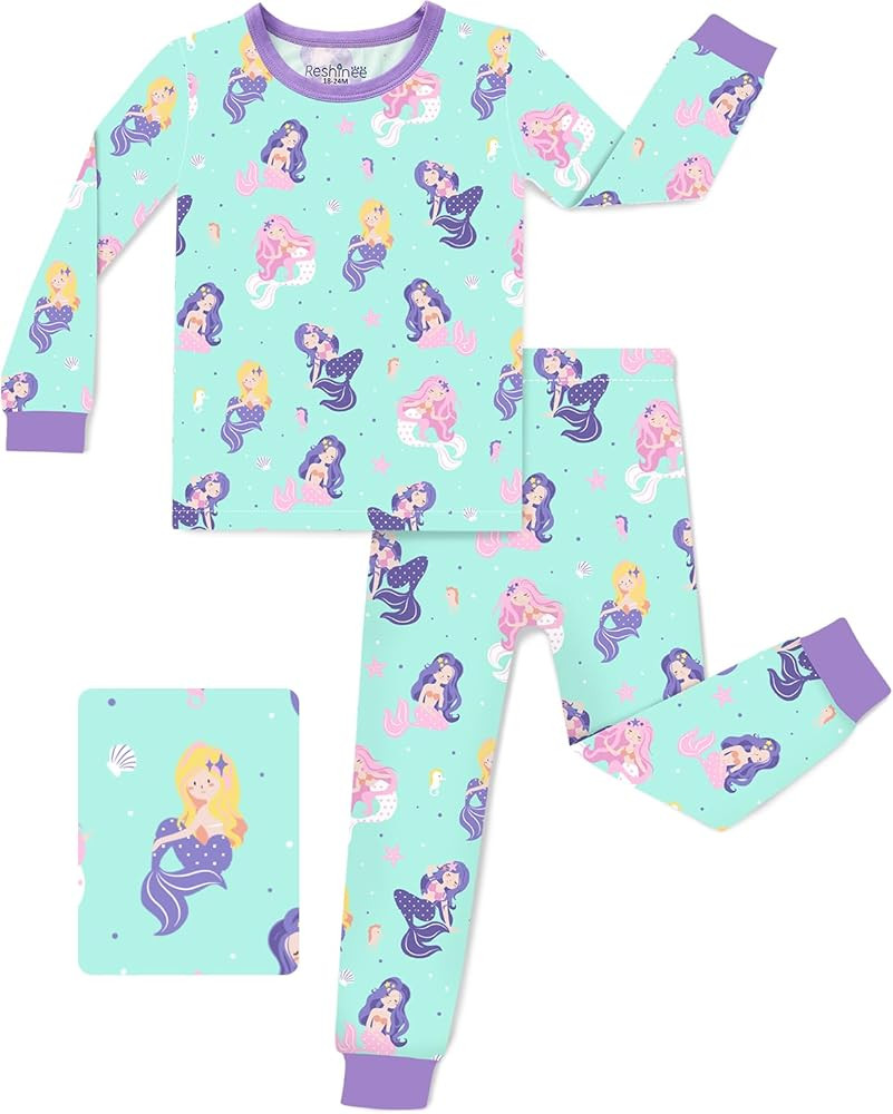 Bamboo Viscose Toddler Girls Kids Pajamas Unicorn Mermaid Pjs Long Sleeve Snug fit 12M-8Y 2pcs So... | Amazon (US)