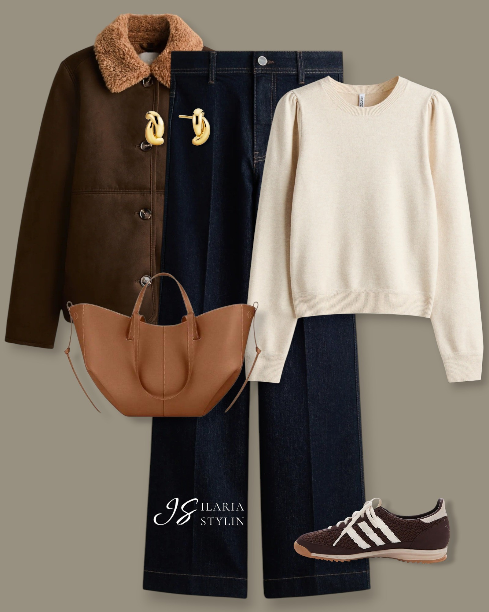 BROWN JACKET OUTFIT IDEA 🤎winter outfit, winter outfit ideas, outfit ideas, brown jacket, napped jacket, cream sweater, puff-sleeved sweater, dark blue jeans, wide leg jeans, camel bag, tote bag, brown adidas, adidas sneakers, adidas sl 72, casual outfit

#LTKSeasonal #LTKFindsUnder50 #LTKFindsUnder100