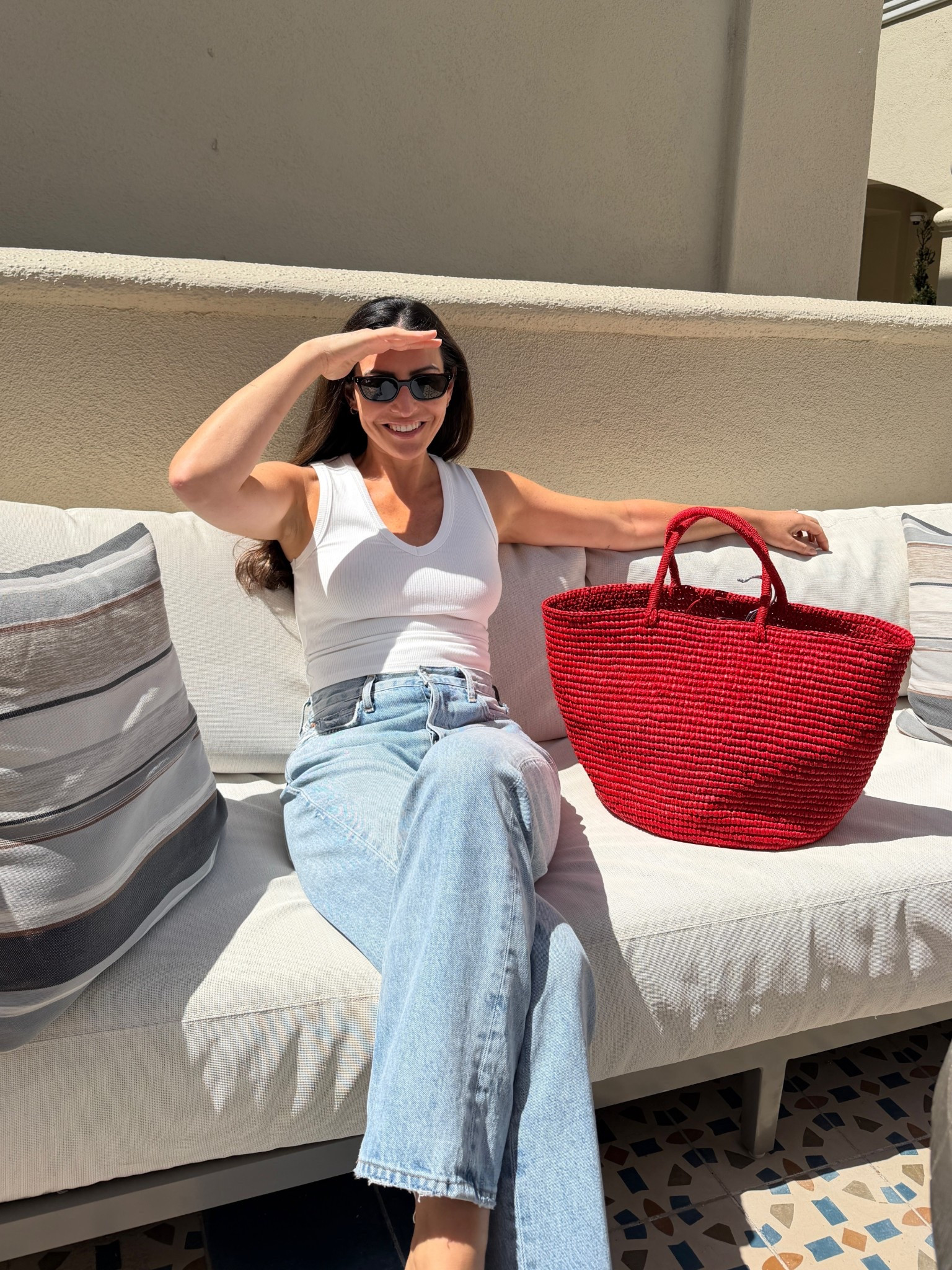 Essential basics
Size small tank
Size 26 denim 