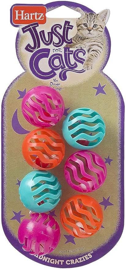 Hartz Just For Cats Midnight Crazies Cat Toy Balls - Assorted, for All Breed Sizes | Amazon (US)