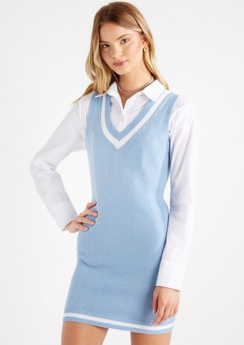 Light Blue V Neck Sweater Dress | rue21