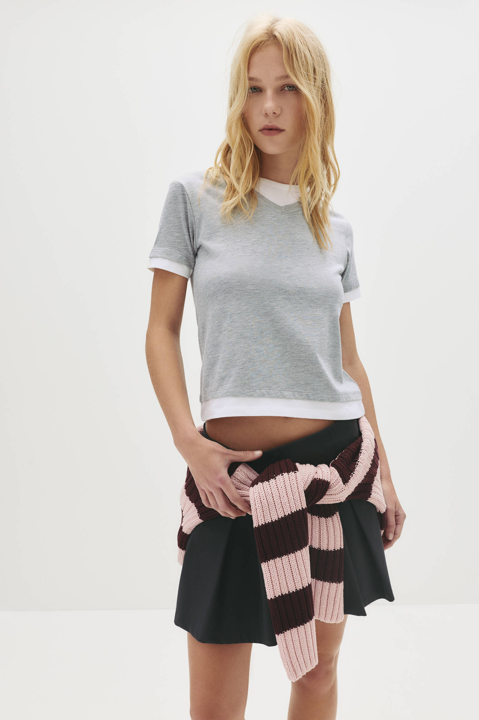 Double-layer short sleeve T-shirt - pull&bear | PULL and BEAR UK