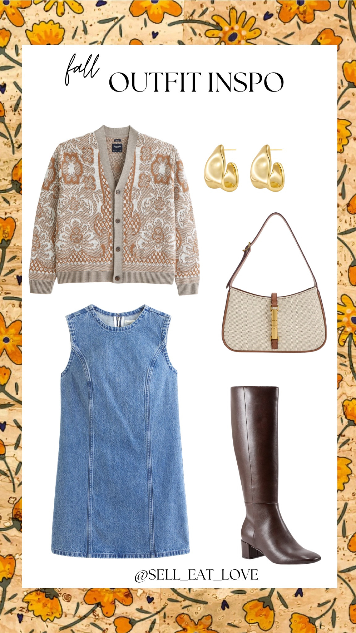 Fall outfit inspo, midsize, cardigan, outfit inspo, denim dress, wide calf boots, purse, earrings

#LTKStyleTip #LTKMidsize #LTKFindsUnder100