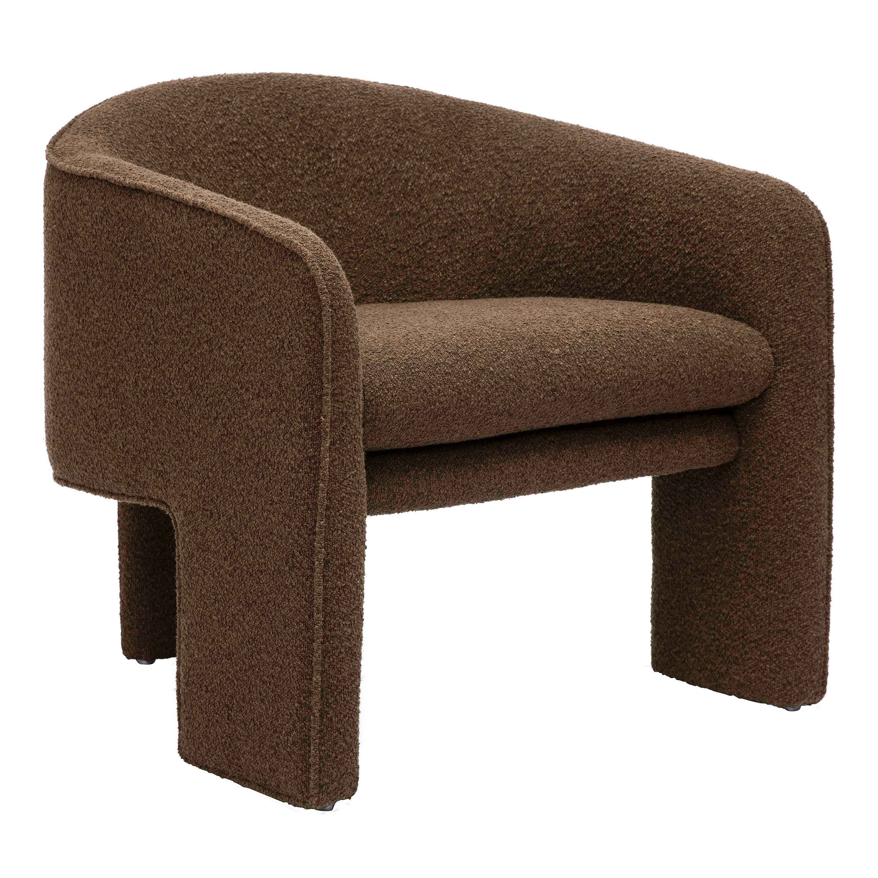 Alturus Chocolate Brown Boucle Curved Tri Leg Upholstered Chair | World Market