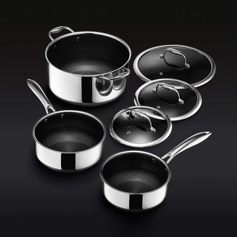 Hybrid Pot Set with Lids, 6pc | HexClad Cookware (US)