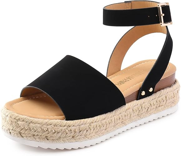 DREAM PAIRS Women's Platform Espadrilles Casual Ankle Strap Wedge Sandals Comfortable Dressy Summ... | Amazon (US)