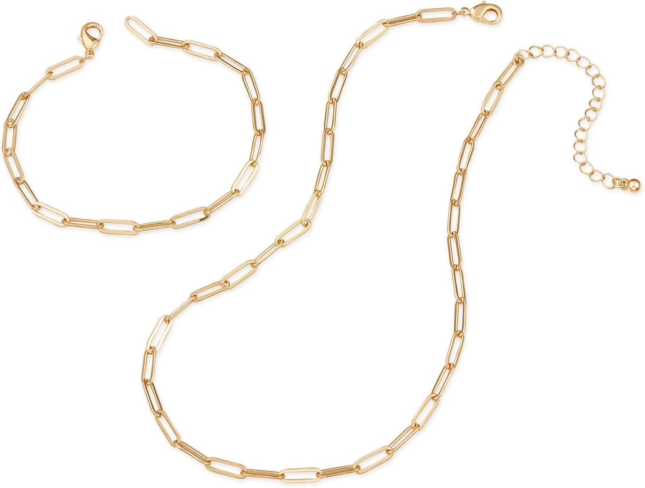 Gold Chain Necklace and Bracelet for Women Ladies Dainty and Chunky Chain Link Paperclip Jewelry ... | Amazon (US)