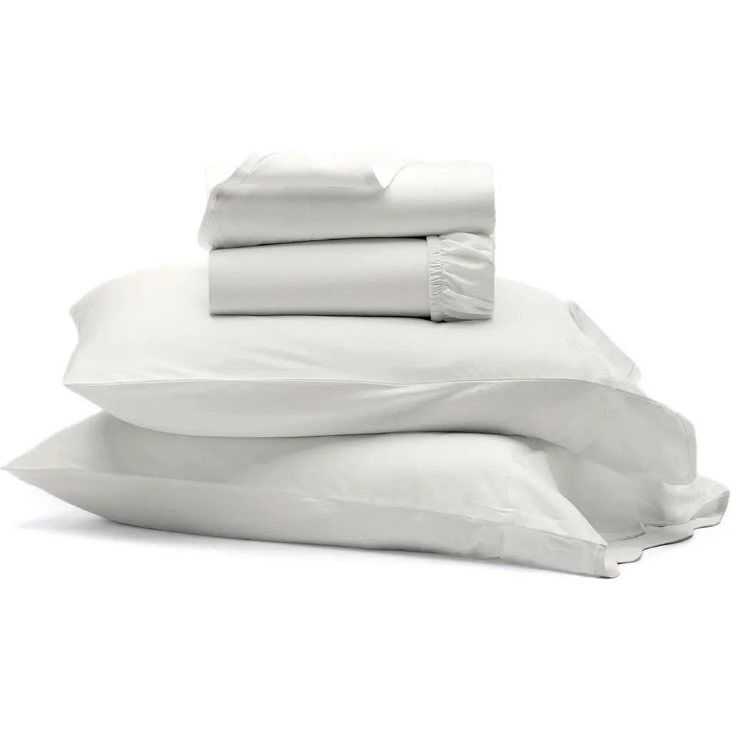 Boll & Branch Signature Curved Edge Organic Cotton Sheet Set in White/White at Nordstrom, Size Full | Nordstrom