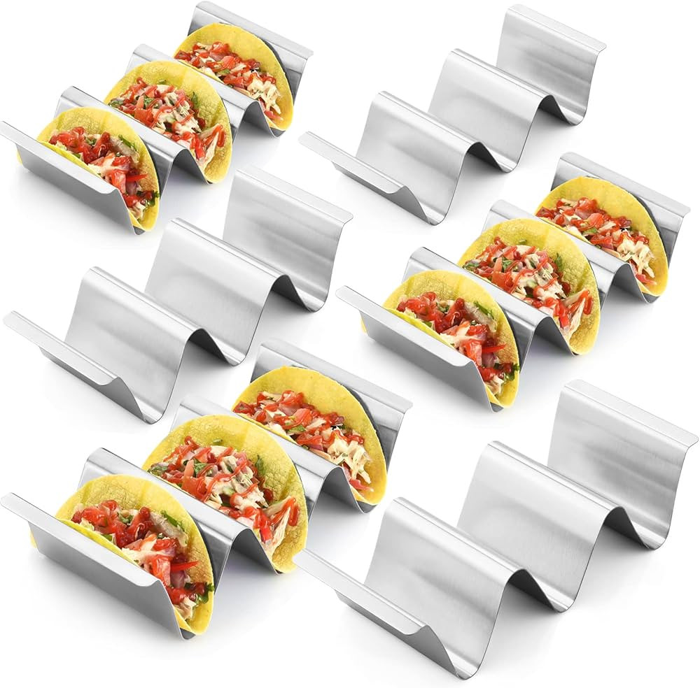 Taco Holder Stand,Set of 6 Stainless Steel Taco Tray,Stylish Taco Shell Holders, Rack Holds Up to... | Amazon (US)