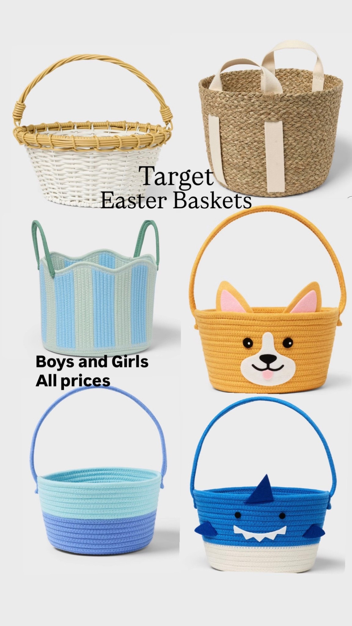 The Best Target Easter Baskets for Room Storage 🧺✨There are so many more linked. Boys and girls! All price ranges.

I am all about finding Easter decor that actually has a life after the holiday! 🌷 I found the most gorgeous baskets at Target this year that are perfect for the big egg hunt but even better as permanent room organization.

I’m leaning into a "calm and collected" vibe by using these woven seagrass and coiled rope baskets from brands like Threshold and Pillowfort, for my teens. They have that high-end, modern traditional look that fits perfectly on a bookshelf or nightstand once Easter is over. 🕊️🌿

I’ve curated a few different ways to fill these based on your favorite themes—whether you're shopping for a book lover, a mini makeup artist, or a creative crafter. I will be posting these ideas too. Follow along for that! 🩷

 my curated basket themes:

Beauty & Skincare: Viral e.l.f. lip oils and dewy highlighters 💄

Arts & Crafts: Mondo Llama paint kits and tie-dye 🎨

Cozy Reader: New YA releases and reading lights 📚

#TargetEaster #EasterBaskets #RoomOrganization #ModernTraditional #SpringDecor #TargetFinds #KidsRoomInspo #LTKHome #EasterGifts #HomeStorage #LTKEaster #GirlEasterBasket #BoyEasterBasket

#LTKmomlife #LTKKids #LTKSeasonal