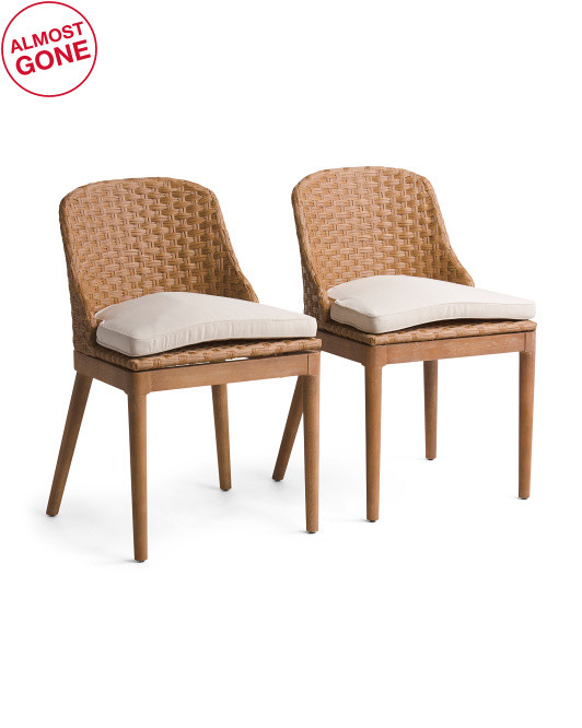Set Of 2 Indoor Outdoor Seagrass Dining Chairs With Cushion | TJ Maxx